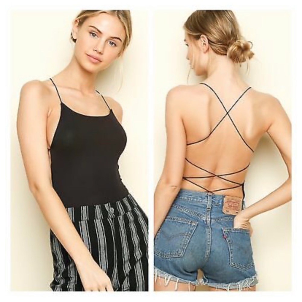Brandy Meville Criss-cross back bodysuit